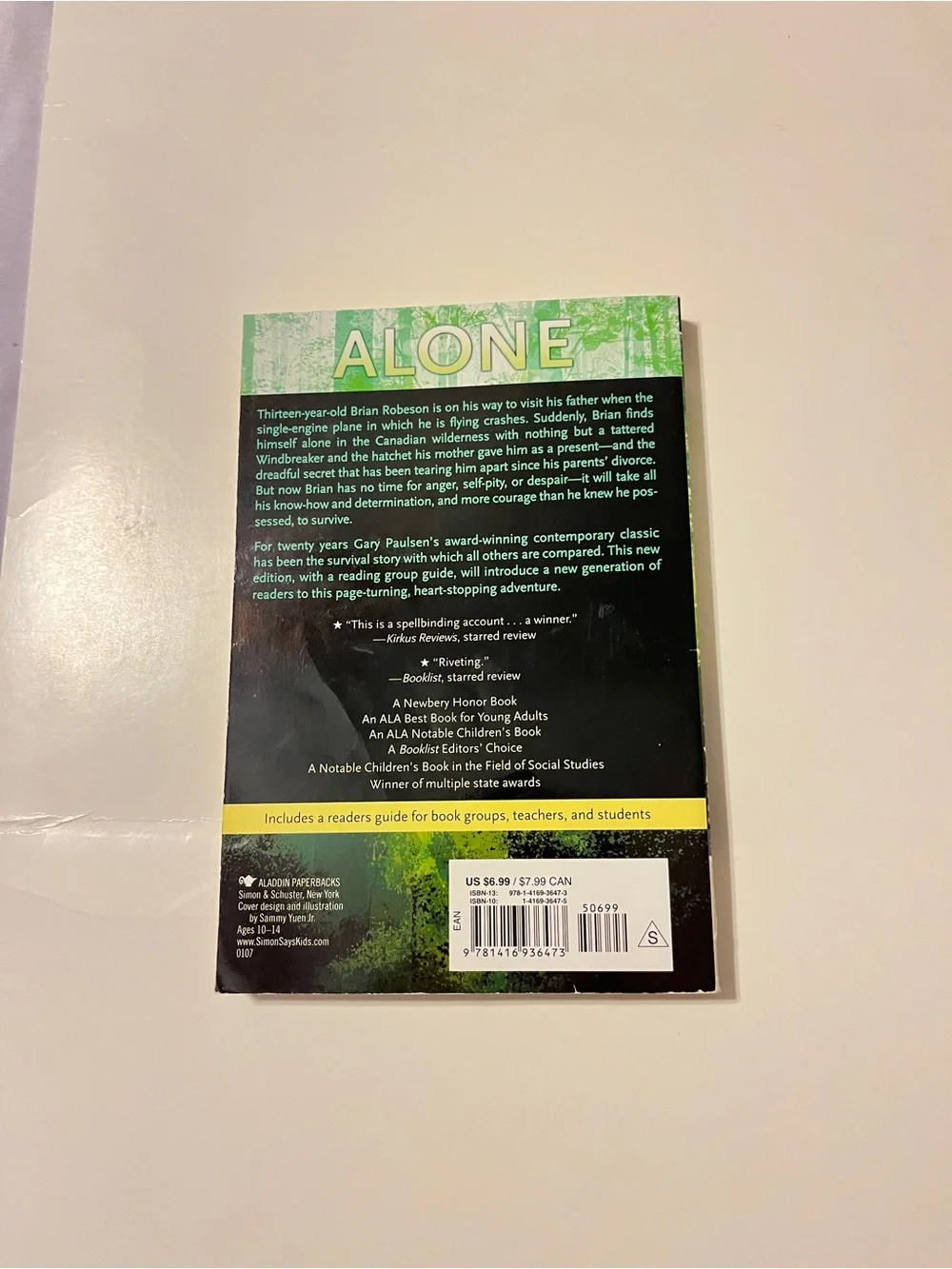 Hatchet Gary Paulsen Paperback Book Aladdin Edition 2006 Survival Novel